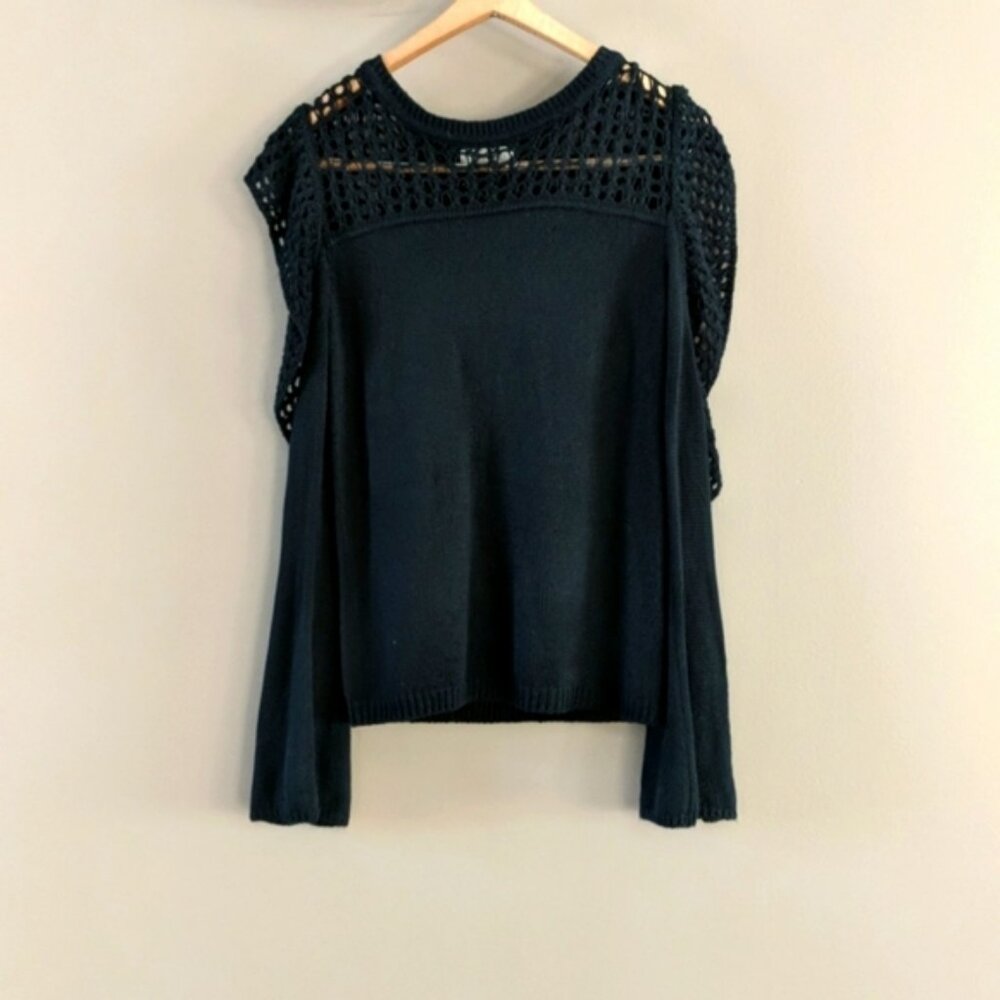 Elan long sleeve knit cold shoulder bell sleeve top